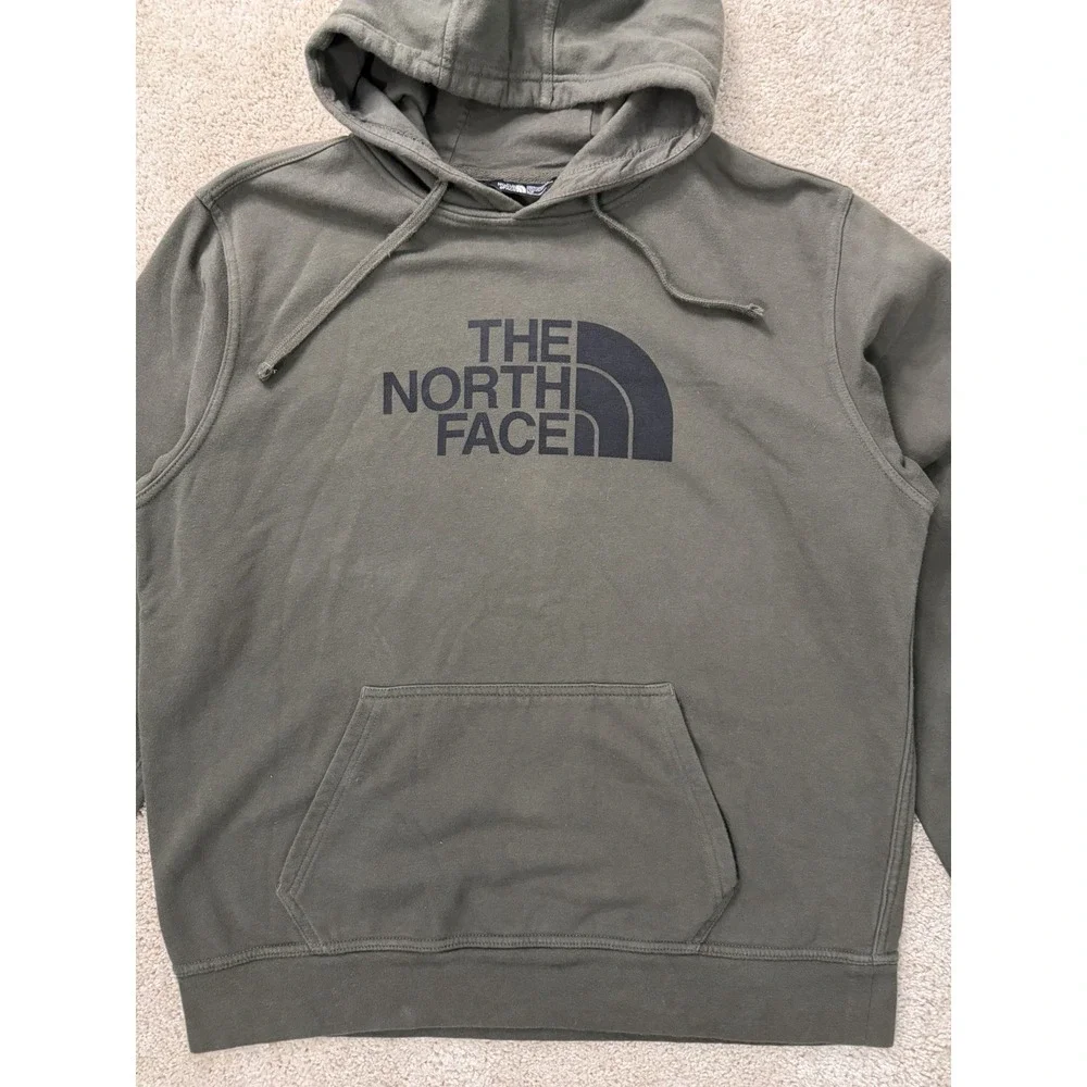 The North Face Half Dome Pullover‎ Hoodie Olive Green Size Large Kangaroo Pocket